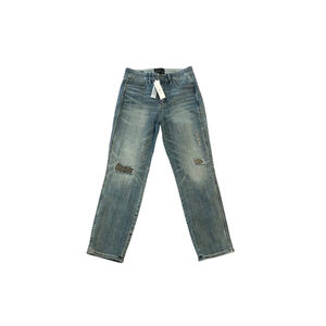 NWT White House Black Market Blue Straight Leg Jeans with Beaded Detail Size 6